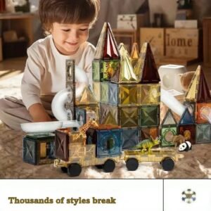 Magnetic Building Tiles,100 Pcs Set of Vibrant 4D Blocks For Kids,STEM Approved