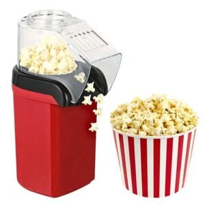 1200W Powerful Popcorn Maker with PP Shell & PC Lid - One-Touch Control, Non-Slip Base for Home Use, Easy to Clean & Operate