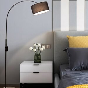 Sharpdo Floor Lamps for Living Room with Adjustable Hanging Drum Shade for Reading Lamp for Bedroom Office Combination Black 26x70x185cm