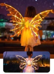Electric Fairy Wings for Girls, Battery-Operated Moving Butterfly Wings with LED