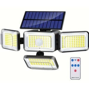 Solar Lights Outdoor, 288 LED 4 Heads Motion Sensor Outdoor Lights, 270° Wide Angle IP65 Waterproof Street Area Lights with 3 Modes, Outdoor Solar Lights for Yard Patio Garden Garage