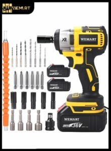 Cordless 1/2 Inch Brushless Impact Wrench, 2950RPM Cordless Impact Gun with 2 4000mAh Batteries, Charger and 6 Outlets, Electric Impact Driver for Car Home Use