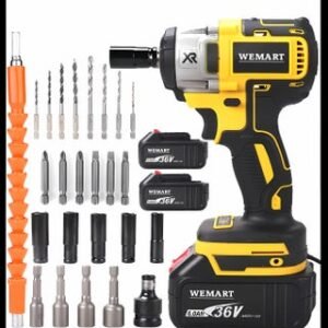 Cordless 1/2 Inch Brushless Impact Wrench, 2950RPM Cordless Impact Gun with 2 4000mAh Batteries, Charger and 6 Outlets, Electric Impact Driver for Car Home Use