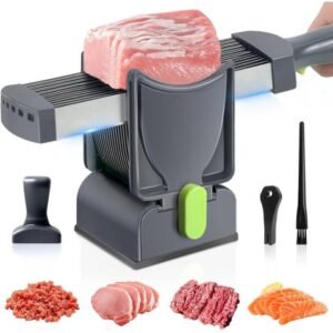 Fresh Meat Slicer - Thickness Adjustable 2 or 4 mm Manual Meat Slicer Set for Fresh Meat Slicing Shredding Food Cutter for Beef Mutton Home Cooking BBQ Hot Pot